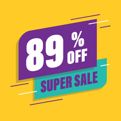 Fototapeta premium Eighty eight 89% percent purple and green sale tag vector
