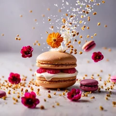 Fototapete Rund Colorful macaroons, sweet french pastry dessert © Kheng Guan Toh