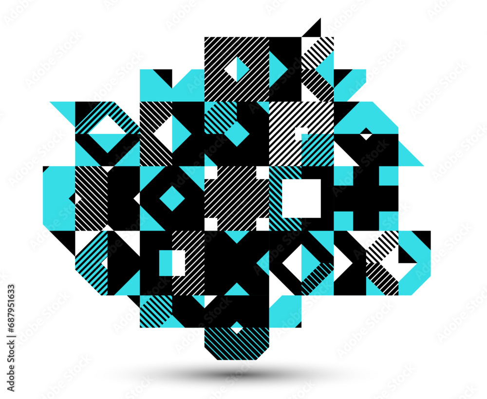 Poster abstract geometric stripy vector background isolated, linear shapes of circles and triangles pattern