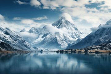 Fototapeta na wymiar Inverted Mountains Reflected in Calm Lake