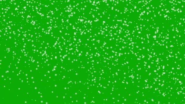 Blowing snow particles motion graphics with green screen background