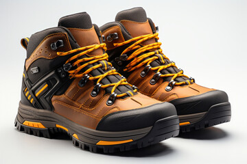 sturdy hiking boot, on an isolated white background, Generative AI