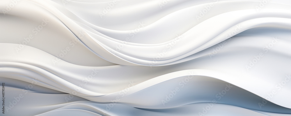 Poster elegant white abstract design with soft curved lines and wavy patterns creating a serene, flowing, a
