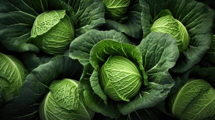 Fresh green cabbage grows in the garden. Large cabbage leaves . Gardening and agriculture. - obrazy, fototapety, plakaty