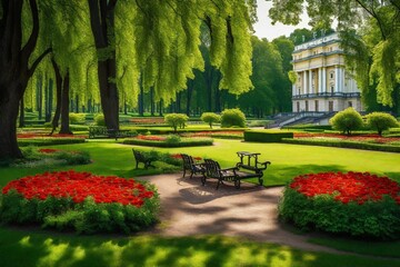 Fototapeta premium garden in the park and generated AI