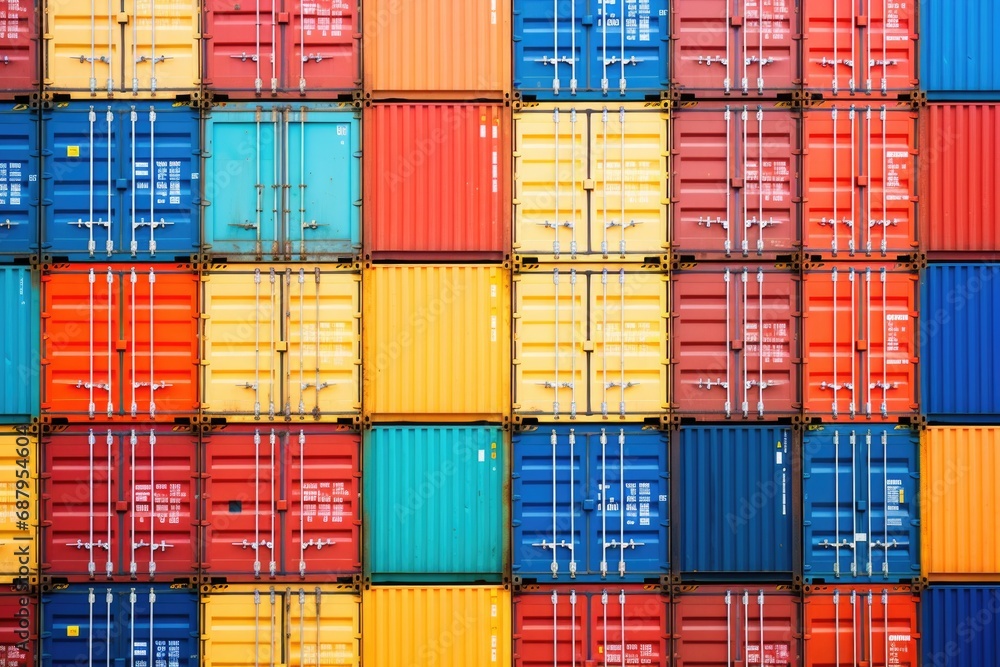 Aufkleber a bunch of colorful shipping containers stacked on top of each other. can be used to represent logis