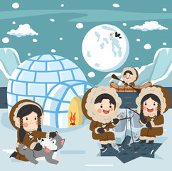 north arctic people in traditional eskimos © focus_bell