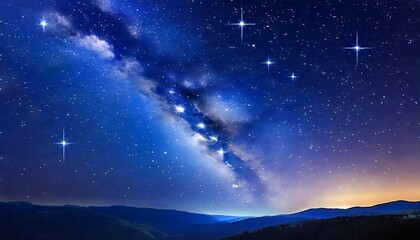 night starry sky and bright blue galaxy vertical background