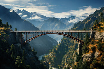 Obraz premium Sky Bridges Spanning Majestic Mountains