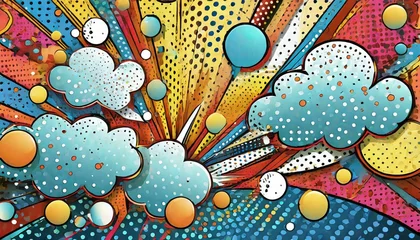 Fototapeten a pop art style with comic bubbles dots comic art illustration background © Nichole
