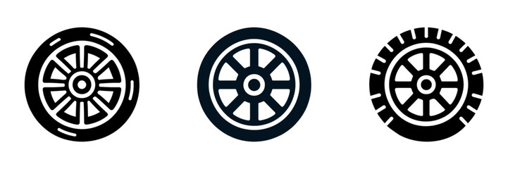 Set car tire icon, flat icon isolated. Vector illustration
