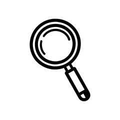 Magnifier lens icon in flat linear style isolated. Vector illustration