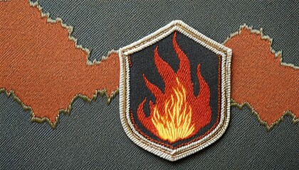 fire embroidered patch badge on background generative ai