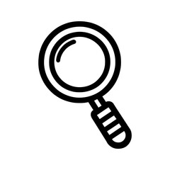 Magnifier lens icon in flat linear style isolated. Vector illustration