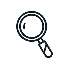 Magnifier lens icon in flat linear style isolated. Vector illustration