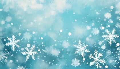 positive color background with snow flakes light blue and white color brush paint winter colors