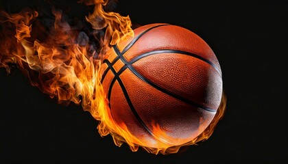 basketball ball on fire on a black background