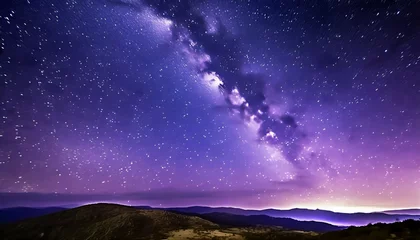 Zelfklevend Fotobehang beautiful purple night sky with many stars © Nichole