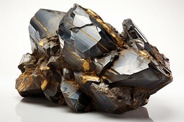 lustrous pyrite specimen, on an isolated white background, Generative AI.