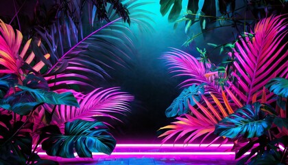 Fototapeta na wymiar neon jungle background