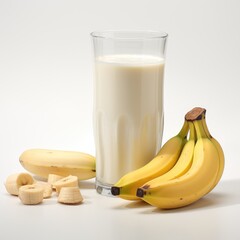 banana smoothie isolated on white background