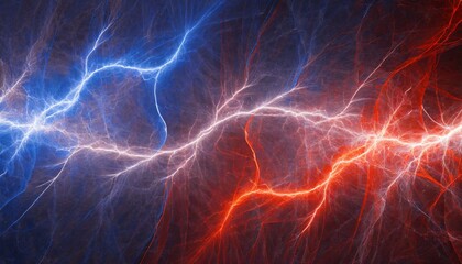 Naklejka premium red and blue lightning abstract electrical background
