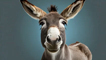 Fotobehang donkey face shot on background cutout © Nichole