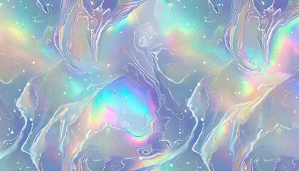 seamless trendy iridescent rainbow foil texture soft holographic pastel unicorn marble background pattern modern pearlescent blurry abstract swirl illustration generative ai