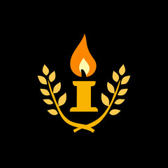 burning candle on a black background