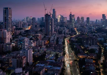 Foto op Canvas Tel Aviv and Ramat Gan aerial view. Israeli big city © Алексей Голубев