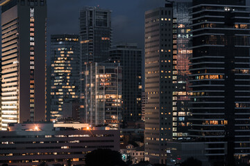 Fototapeta na wymiar Tel Aviv modern office buildings at night