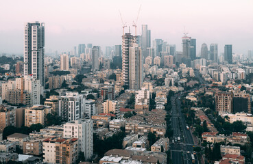 Morning Tel Aviv, Israel. Residential and office buildings