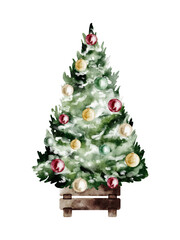 Christmas tree watercolor illustration