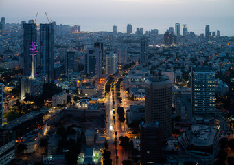 Tel Aviv at evening top view