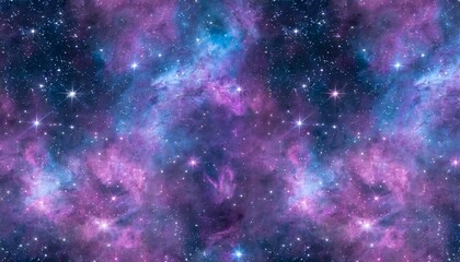 seamless space texture background stars in the night sky with purple pink and blue nebula a high resolution astrology or astronomy backdrop pattern - obrazy, fototapety, plakaty