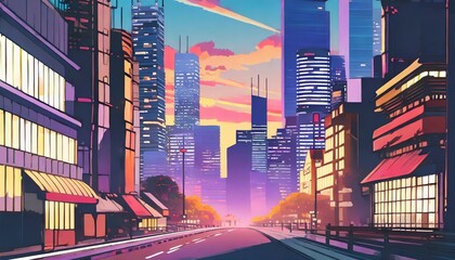 tokyo street anime background art scenery illustration generative ai