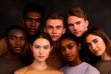 Obraz premium Beauty of diversity by depicting a group of people with different skin tones and various disabilities