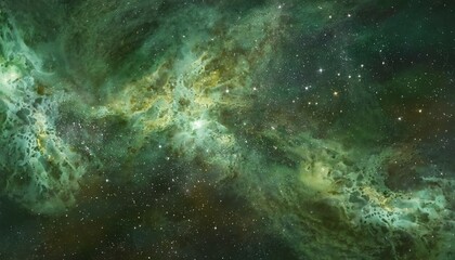 Fototapeta na wymiar green universe space nebula cosmic background generative ai