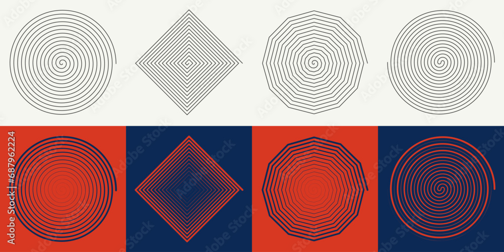 Poster abstract hypnotic circles and shapes are isolated on a background. the design features editable stro