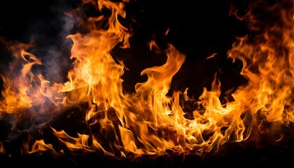 Fototapeta na wymiar fire flames on black background blaze fire flame texture for background