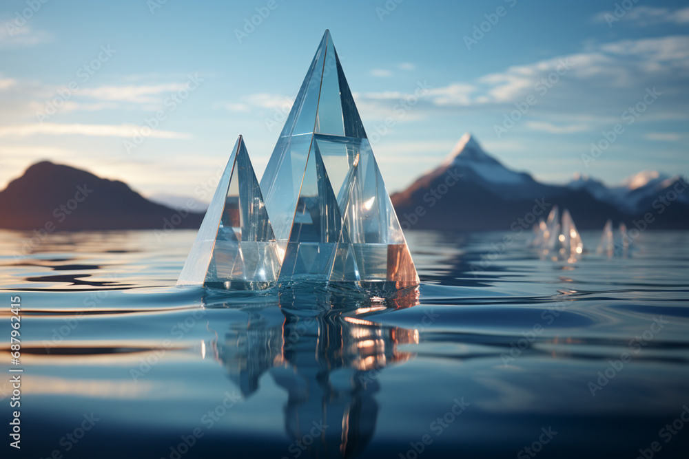 Aufkleber an artistic representation of a cubic dolphin, its streamlined body transformed into a captivating g