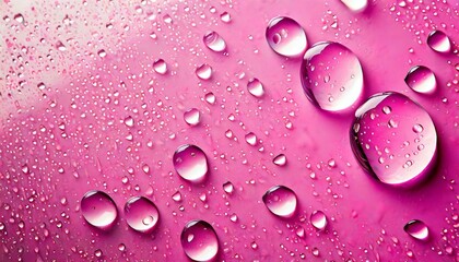 water drops on glass on pink background