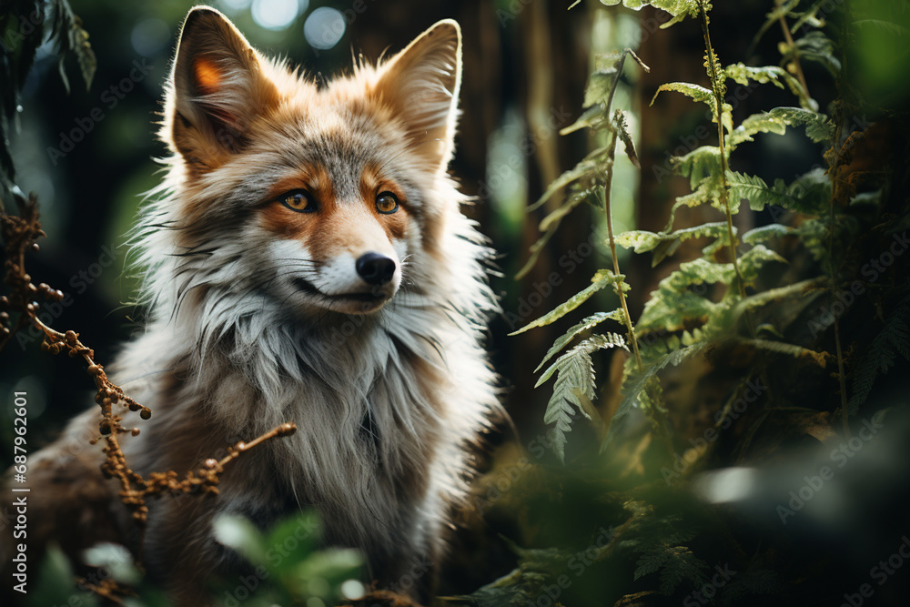 Poster A charming cubic fox, its bushy tail and alert expression transformed into a visually striking combination of angles and lines.