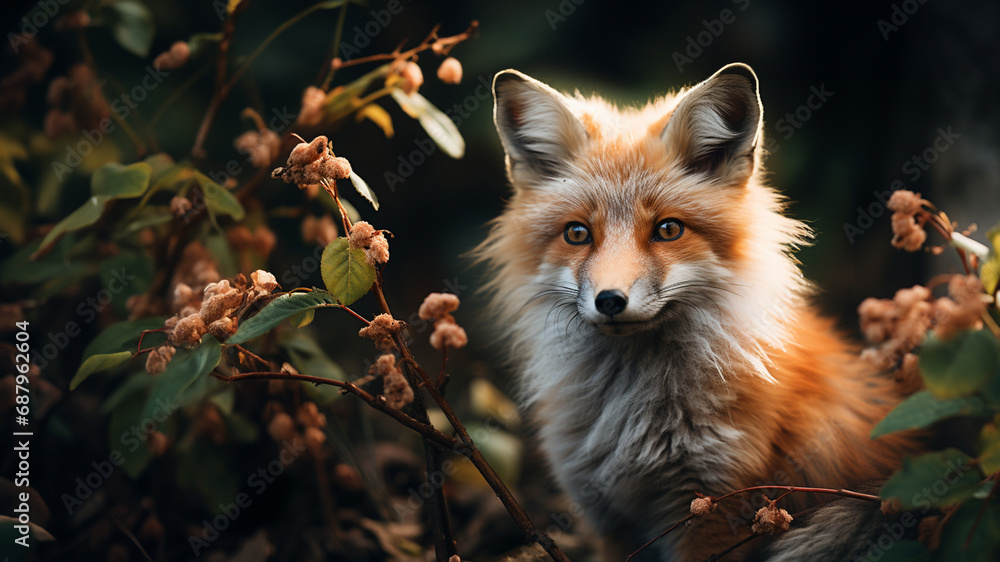 Poster A charming cubic fox, its bushy tail and alert expression transformed into a visually striking combination of angles and lines.