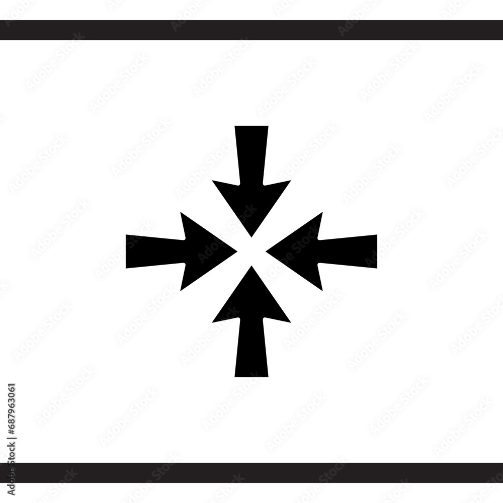 Poster inward arrow icon vector. four arrows icon sign symbol vector. arrow pointing center vector icon ill