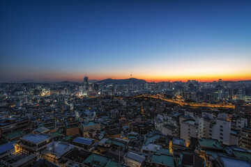 Sunset view over Seoul City
