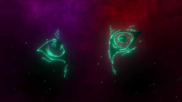 colored Neon feline eye video animation