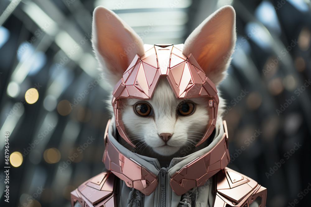 Poster a futuristic digital learning platform where cubic animals serve as avatars, fostering a sense of id