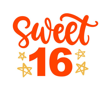 Sweet Sixteen birthday party hand lettering