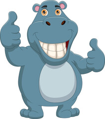 cute cartoon hippo thumbs up